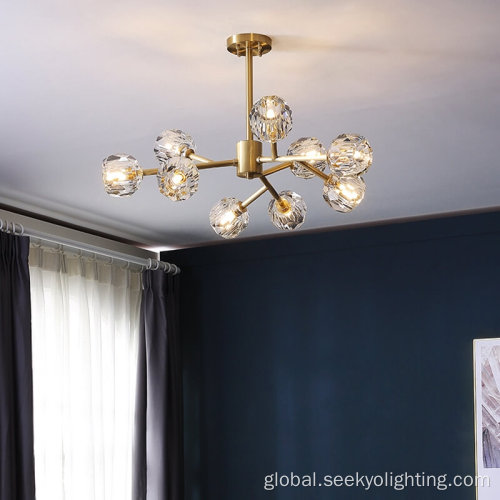 Brass Gold Chandelier Luxury G9 Crystal Glass Brass Gold Ceiling Chandelier Manufactory